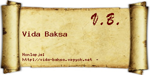 Vida Baksa névjegykártya